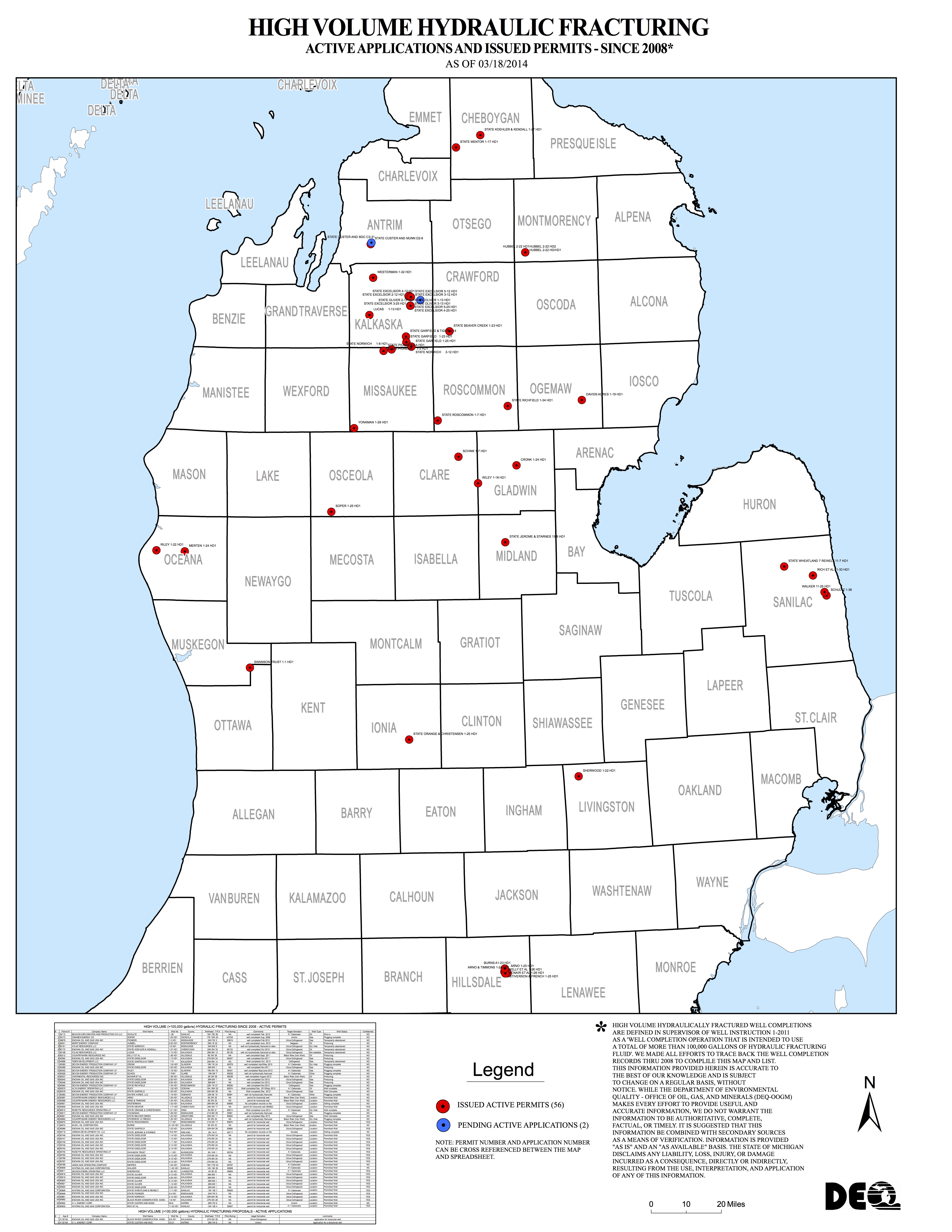 Maps Ban Michigan Fracking